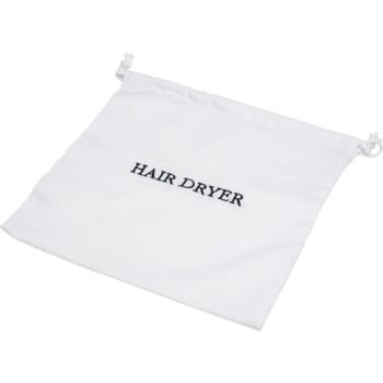 Hair Dryer Bag White With Navy Embroidery