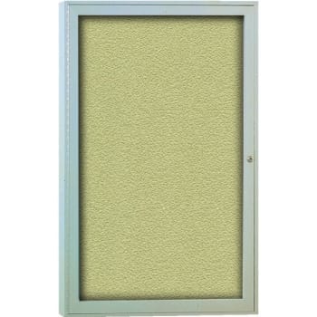 Ghent® 1 Door Enclosed Vinyl Bulletin Board with Satin Frame, 3'H x 2'W, Caramel