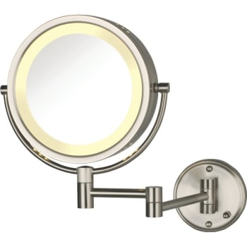 Image for Jerdon 8.5 Wall Mounted Direct Wire Mirror Nickel Lighted Case Of 4 from HD Supply