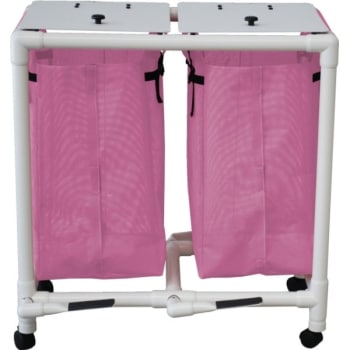 MJM Echo Double Hamper With Mesh Bags And Foot Pedal - Mauve