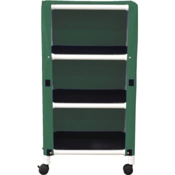MJM Echo 3-Shelf Cart With Cover, 20 x 25", Forest Green Vinyl