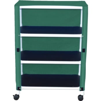 MJM Echo 3-Shelf Cart With Cover, 20 x 32", Forest Green Mesh