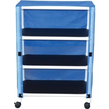 MJM Echo 3-Shelf Cart With Cover, 20 x 32", Royal Blue Mesh
