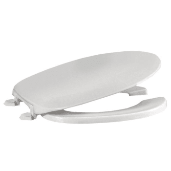 Centoco Heavy Duty Plastic Toilet Seat, Round Open Front With Lid, White