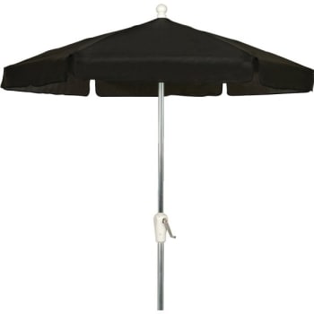 Fiberbuilt™ 7.5' Garden Umbrella, Fiberglass Rib, Vinyl Cover, Tilt/crank, Black