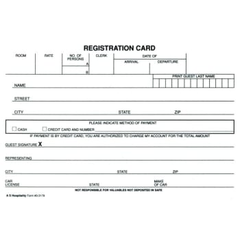Registration Card White Package Of 100