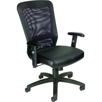 Boss Web Back Leather Task Chair, Black