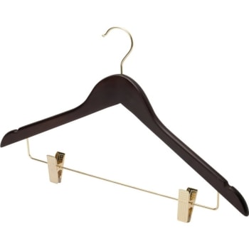 17 x 1/2" Standard Hook Female Hanger, Dark Wood, Package Of 100
