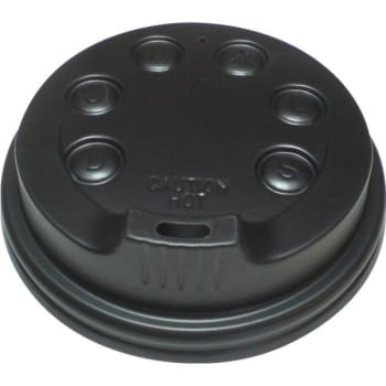 Wolfgang Puck Black Hot Cup Lid Fits 10, 12, 16 Oz Cups, Flat Plug, Case Of 1000