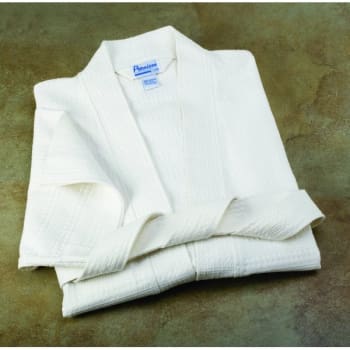 Premium Waffle Weave Robe, Kimono Style, 7 Oz, 48" Length 60" Sweep, White
