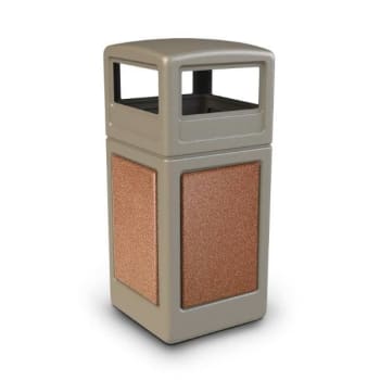 Image for Commercial Zone Products StoneTec 42 Gallon Square Trash Receptacle w/ Sedona Panels and Dome Lid from HD Supply