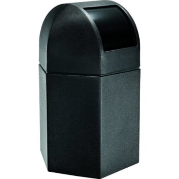 Commercial Zone Products Polytec 45 Gallon Hexagon Trash Can W/ Dome Lid (Black)