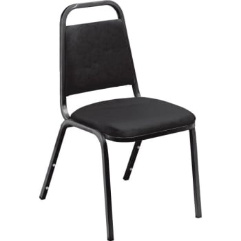 National Public Seating® NPSC Black Vinyl Seat Stackable Chair Package Of 4