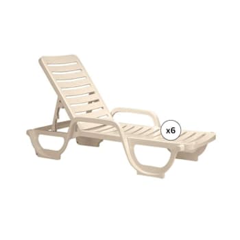 Grosfillex Bahia Chaise Lounge White, Package Of 6