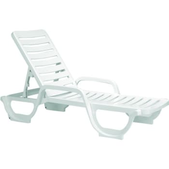 Grosfillex Bahia Chaise Lounge White, Package Of 6