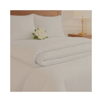 Cotton Bay Select Duvet Cover, Queen, 94x94", White Stripe, Case Of 12