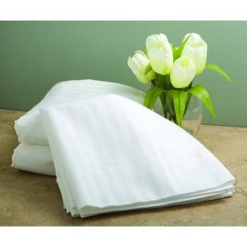 Image for WelSpun T220 Stripe Fitted Sheet King 78x80x14 White Green Hem Thread Case Of 24 from HD Supply