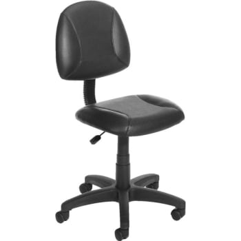 Boss Mid-Back LeatherPlus Task Chair With Lumbar Support, Black