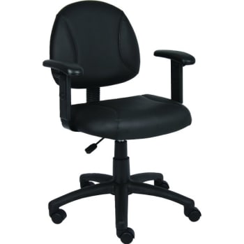 Image for Boss Mid-Back LeatherPlus Task Chair With Arms, Lumbar Support, Black from HD Supply