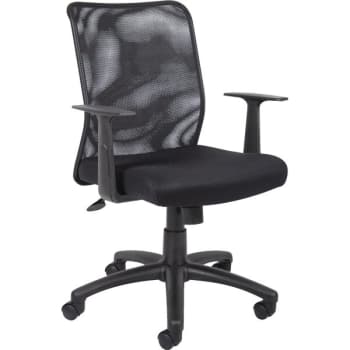 Boss Mesh Back Upholstered Task Chair With T-Arms, Black