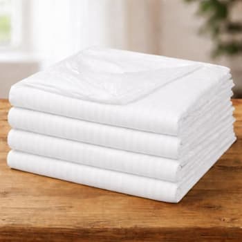 Image for Cotton Bay Select T250 Fitted Sheet King 78x80x15" White Stripe, Case Of 24 from HD Supply
