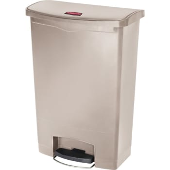 Image for Rubbermaid Slim Jim 24 Gallon End Step-On Trash Can W/ Built-In Wheels (Beige) from HD Supply