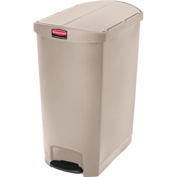 Image for Rubbermaid Slim Jim 24 Gallon End Step-On Trash Can w/ Plastic Liner (Beige) from HD Supply