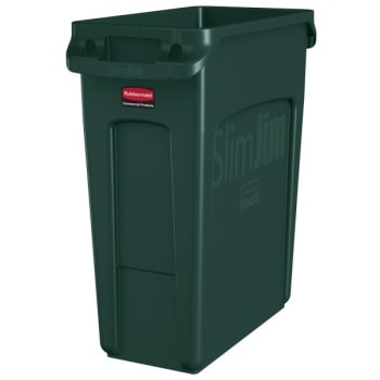Image for Rubbermaid Slim Jim 16 Gallon Rectangle Trash Can (4-Pack) (Green) from HD Supply
