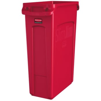 Image for Rubbermaid Slim Jim 23 Gallon Trash Can (4-Pack) (Red) from HD Supply