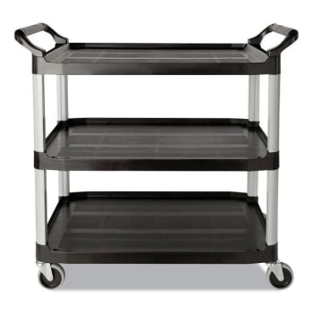 Image for Three-Shelf Service Cart, Plastic, 3 Shelves, 200 Lb Capacity, 18.63" X 33.63" X 37.75", Black from HD Supply