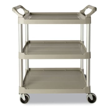 Image for Three-Shelf Service Cart, Plastic, 3 Shelves, 200 Lb Capacity, 18.63" X 33.63" X 37.75", Platinum from HD Supply