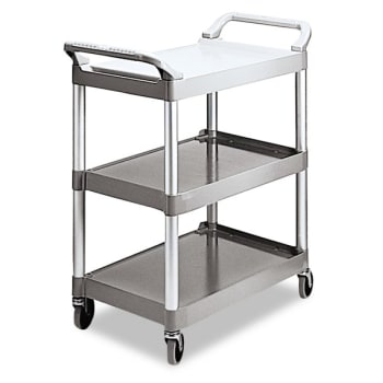Image for Rubbermaid Commercial Economy Plastic Cart, Three-Shelf, Platinum from HD Supply