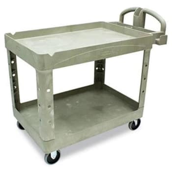 Rubbermaid Commercial Heavy-Duty Utility Cart, Two-Shelf, 32-1/5H, Beige
