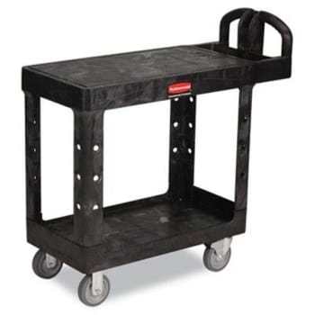 Image for Rubbermaid Commercial Flat Shelf Utility Cart, Two-Shelf, 33-1/3h, Black from HD Supply