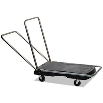 Rubbermaid® Commercial Straight-Handle Utility Trolley w/ 3" Casters (Black)