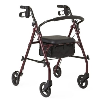 Image for Medline Steel Rollator With 6" Wheels Burgundy Knockdown from HD Supply