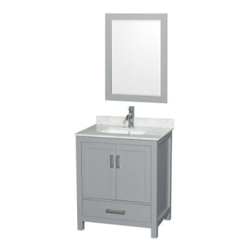 Wyndham Sheffield Gray Single Bathroom Vanity 30" With 24" Mirror & Square Sink
