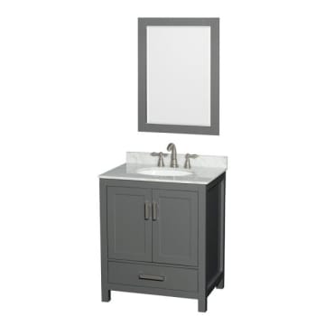 Image for Wyndham Sheffield Dark Gray Single Bathroom Vanity 30" With Oval Sink & Mirror from HD Supply