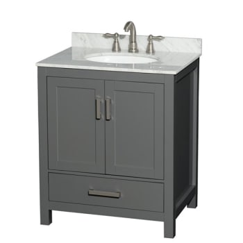 Wyndham Sheffield Dark Gray Single Bathroom Vanity 30" With Oval Sink