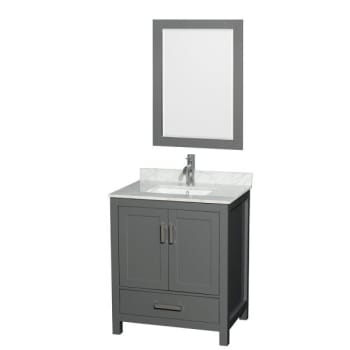 Image for Wyndham Sheffield Dark Gray Single Bathroom Vanity 30" With Mirror & Square Sink from HD Supply