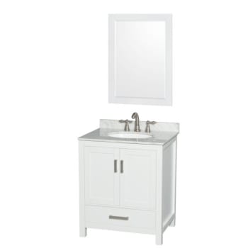 Wyndham Sheffield White Single Bathroom Vanity 30" With 24" Mirror & Oval Sink