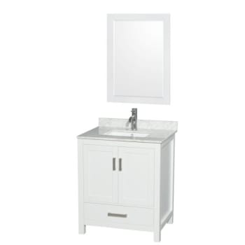 Image for Wyndham Sheffield White Single Bathroom Vanity 30"with 24" Mirror & Square Sink from HD Supply