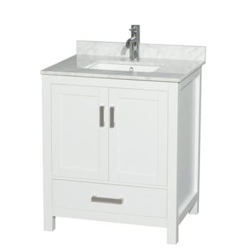 Image for Wyndham Sheffield White Single Bathroom Vanity 30" Without Mirror & Square Sink from HD Supply