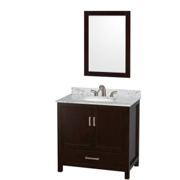 Wyndham Sheffield Espresso Single Bathroom Vanity 36" With Oval Sink & Mirror