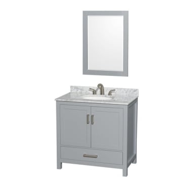 Image for Wyndham Sheffield Gray Single Bathroom Vanity 36" With 24" Mirror & Oval Sink from HD Supply