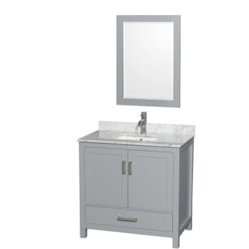 Image for Wyndham Sheffield Gray Single Bathroom Vanity 36" With 24" Mirror & Square Sink from HD Supply