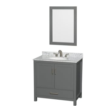 Image for Wyndham Sheffield Dark Gray Single Bathroom Vanity 36"with Oval Sink And Mirror from HD Supply