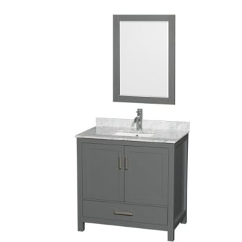 Image for Wyndham Sheffield Dark Gray Single Bathroom Vanity 36"with Square Sink & Mirror from HD Supply