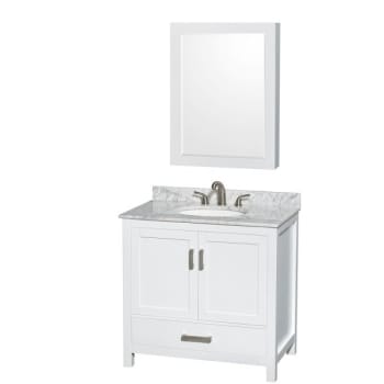 Wyndham Sheffield White Single Bathroom Vanity 36" With Oval Sink