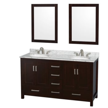 Image for Wyndham Sheffield Espresso Double Bathroom Vanity 60" With Oval Sink And Mirror from HD Supply
